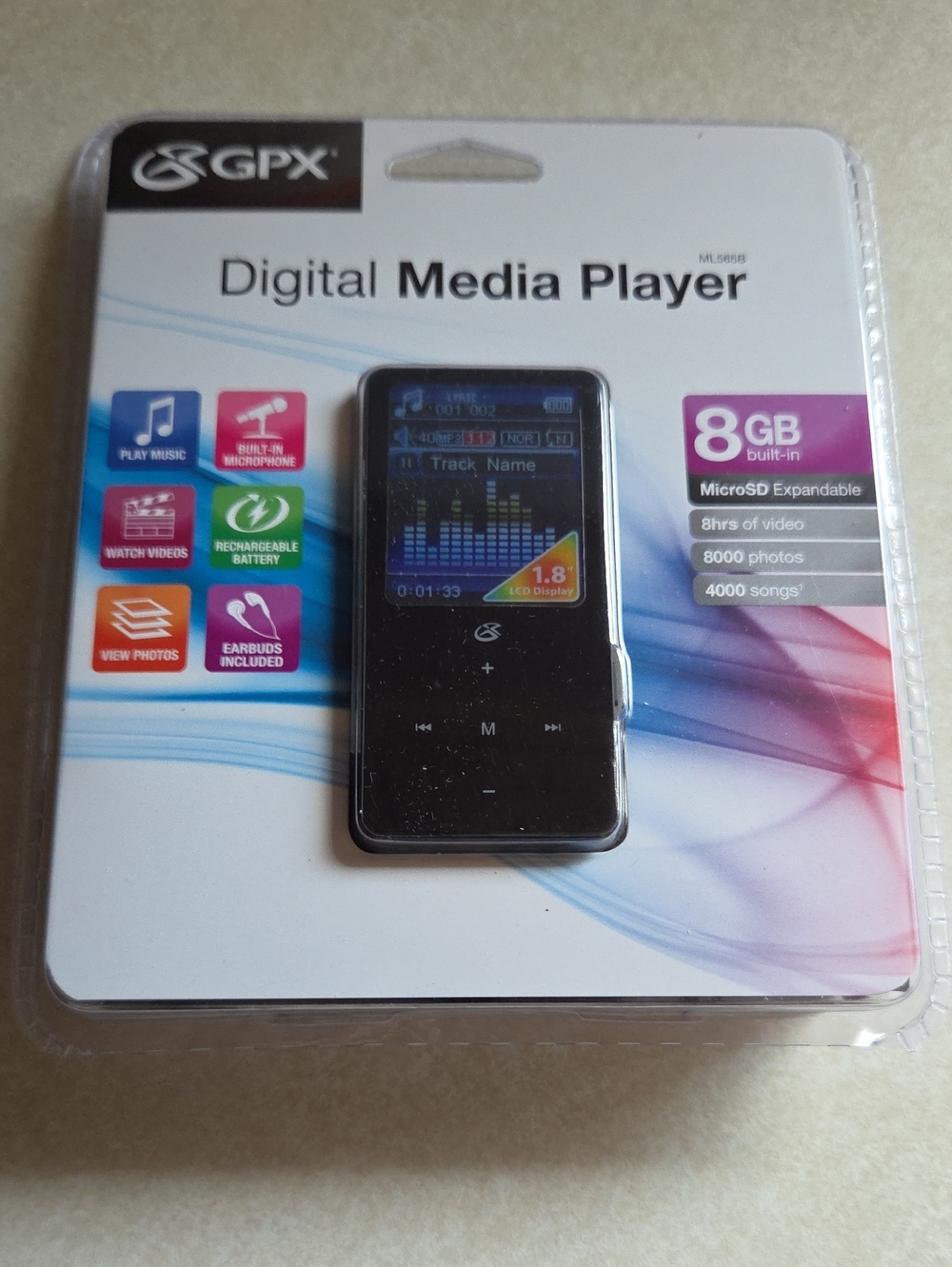 GPX 8GB Black Digital Media Player - Portable MP3/MP4 Player